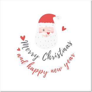 Merry Christmas And Happy New Year Santa Clous Posters and Art